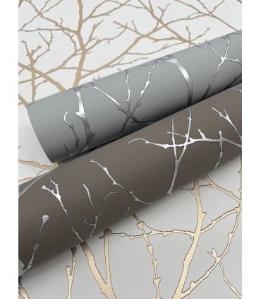 MD7124 - Green and Silver Trees Silhouette Wallpaper- Modern Metals 2