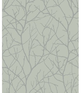 MD7124 - Green and Silver Trees Silhouette Wallpaper- Modern Metals 2