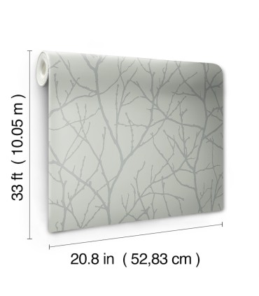 MD7124 - Green and Silver Trees Silhouette Wallpaper- Modern Metals 2