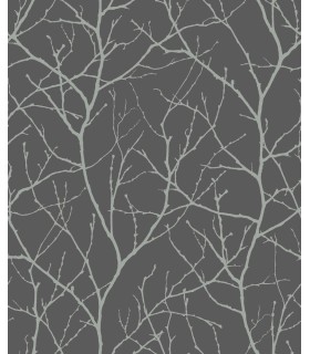 MD7125 - Charcoal and Silver Trees Silhouette Wallpaper- Modern Metals 2