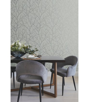 MD7123 - Blue and Silver Trees Silhouette Wallpaper- Modern Metals 2