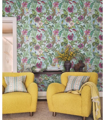 BL1701 - Rainforest Wallpaper-Blooms 2 by York