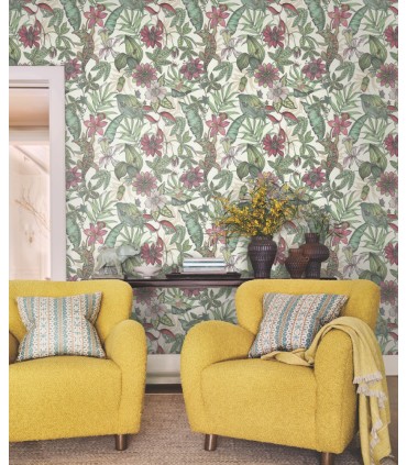 BL1702 - Rainforest Wallpaper-Blooms 2 by York
