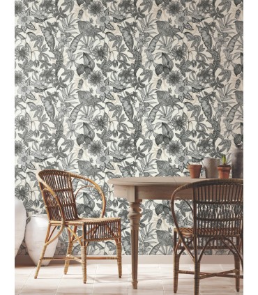 BL1703 - Rainforest Wallpaper-Blooms 2 by York