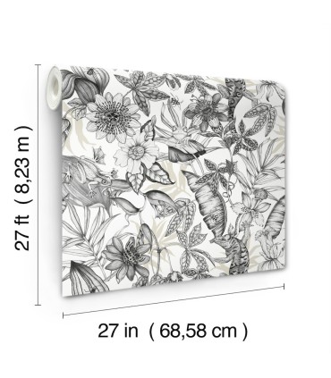 BL1703 - Rainforest Wallpaper-Blooms 2 by York