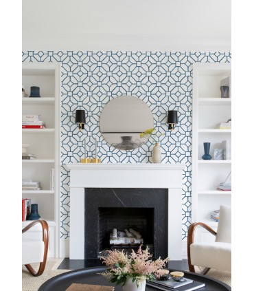 4120-26828 - Addis Blue Trellis Wallpaper-Middleton by A Street