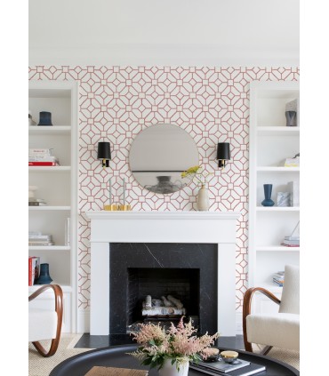 4120-26830 - Addis Coral Trellis Wallpaper-Middleton by A Street