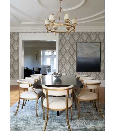 4120-26816 - Arlie Grey Botanical Damask Wallpaper-Middleton by A Street