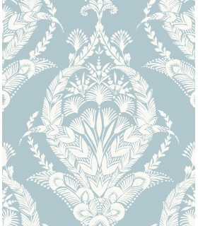 4120-26819 - Arlie Light Blue Botanical Damask Wallpaper-Middleton by A Street