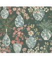 4120-72000 - Harper Green Floral Vase Wallpaper-Middleton by A Street