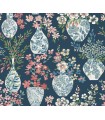 4120-72001 - Harper Teal Floral Vase Wallpaper-Middleton by A Street