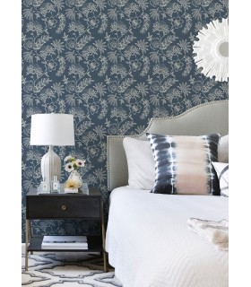 4120-26822 - Maeve Dark Blue Jacobean Trail Wallpaper-Middleton by A Street