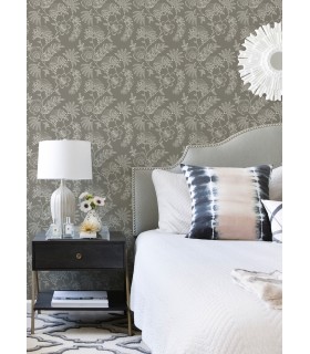 4120-26827 - Maeve Grey Jacobean Trail Wallpaper-Middleton by A Street