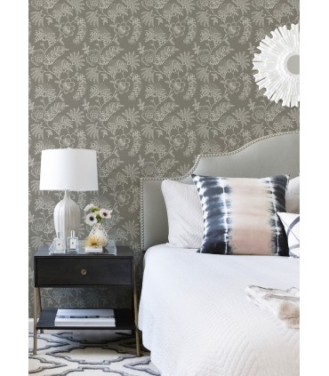 4120-26827 - Maeve Grey Jacobean Trail Wallpaper-Middleton by A Street