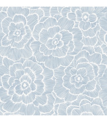 4120-26039 - Periwinkle Blue Textured Floral Wallpaper-Middleton by A Street