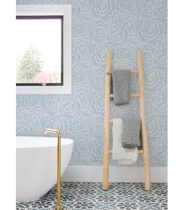 4120-26039 - Periwinkle Blue Textured Floral Wallpaper-Middleton by A Street