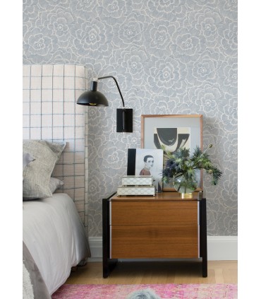 4120-26039 - Periwinkle Blue Textured Floral Wallpaper-Middleton by A Street