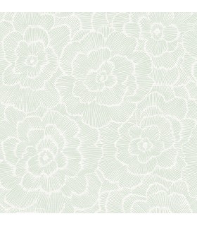 4120-26040 - Periwinkle Light Green Textured Floral Wallpaper-Middleton by A Street