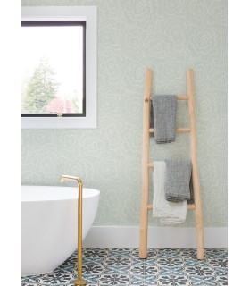 4120-26040 - Periwinkle Light Green Textured Floral Wallpaper-Middleton by A Street