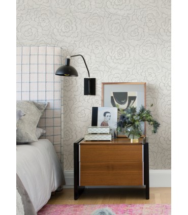 4120-26036 - Periwinkle Light Grey Textured Floral Wallpaper-Middleton by A Street