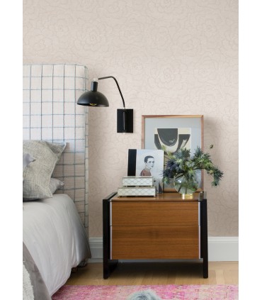 4120-26037 - Periwinkle Pink Textured Floral Wallpaper-Middleton by A Street