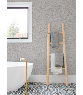 4120-26853 - Periwinkle Sterling Textured Floral Wallpaper-Middleton by A Street