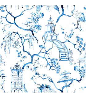 4120-26810 - Serena Blue Chinoiserie Wallpaper-Middleton by A Street