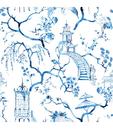 4120-26810 - Serena Blue Chinoiserie Wallpaper-Middleton by A Street