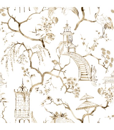 4120-26807 - Serena Coffee Chinoiserie Wallpaper-Middleton by A Street