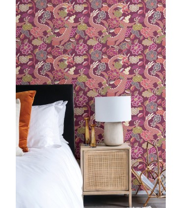 4120-72009 - Yanci Plum Dragon Wallpaper-Middleton by A Street