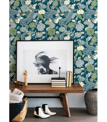 4120-72008 - Yanci Teal Dragon Wallpaper-Middleton by A Street