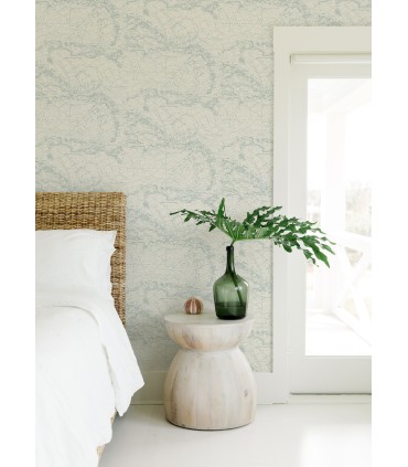 4071-71058 - Charts Aqua Nautical Chart Wallpaper-Blue Heron
