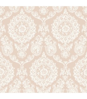 4071-71022 - Helm Damask Blush Floral Medallion Wallpaper-Blue Heron