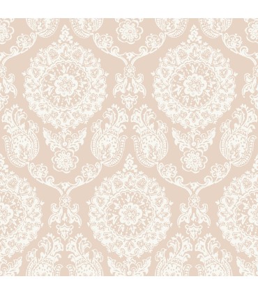 4071-71022 - Helm Damask Blush Floral Medallion Wallpaper-Blue Heron