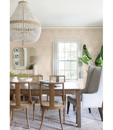 4071-71022 - Helm Damask Blush Floral Medallion Wallpaper-Blue Heron