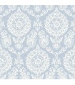 4071-71019 - Helm Damask Blue Floral Medallion Wallpaper-Blue Heron