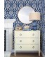 4071-71018 - Helm Damask Navy Floral Medallion Wallpaper-Blue Heron