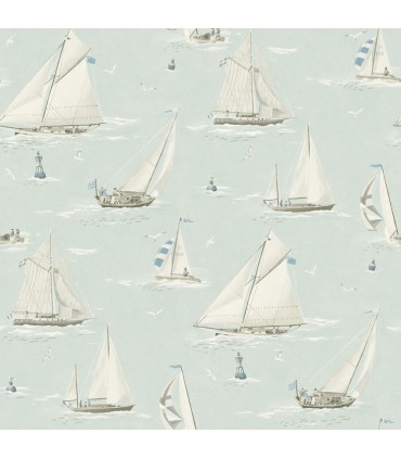 4071-71037 - Leeward Aqua Sailboat Wallpaper-Blue Heron