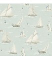 4071-71037 - Leeward Aqua Sailboat Wallpaper-Blue Heron