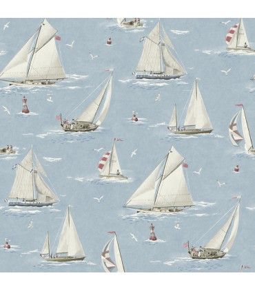 4071-71034 - Leeward Blue Sailboat Wallpaper-Blue Heron