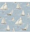 4071-71034 - Leeward Blue Sailboat Wallpaper-Blue Heron
