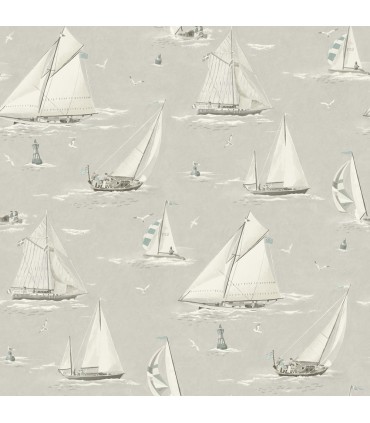4071-71036 - Leeward Grey Sailboat Wallpaper-Blue Heron