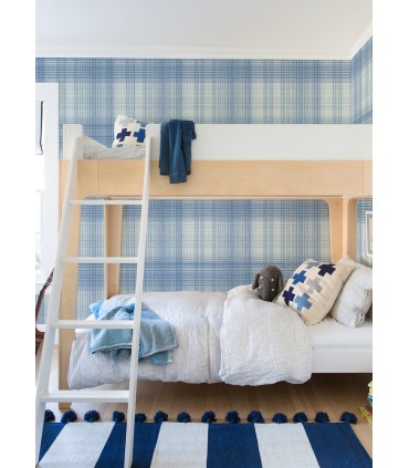 4071-71043 - Madras Blue Plaid Wallpaper-Blue Heron