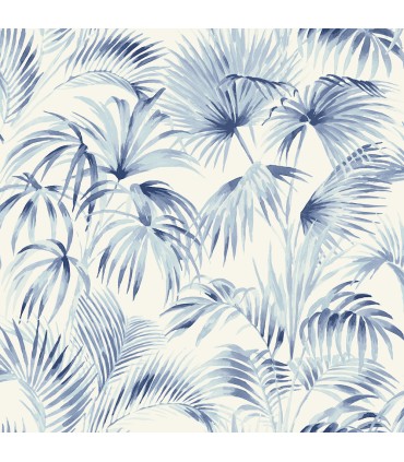 4071-71016 - Manaus Blue Palm Frond Wallpaper-Blue Heron