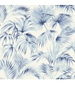 4071-71016 - Manaus Blue Palm Frond Wallpaper-Blue Heron