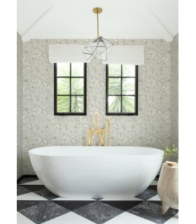 4071-71039 - Plumeria Grey Floral Trail Wallpaper-Blue Heron