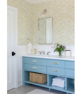 4071-71041 - Plumeria Yellow Floral Trail Wallpaper-Blue Heron