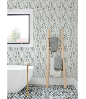 4071-71060 - Sand Drips Blue Painted Dots Wallpaper-Blue Heron