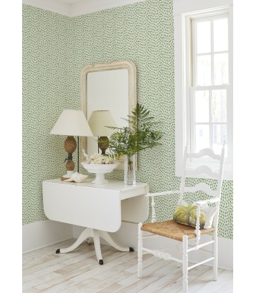 4071-71062 - Sand Drips Green Painted Dots Wallpaper-Blue Heron