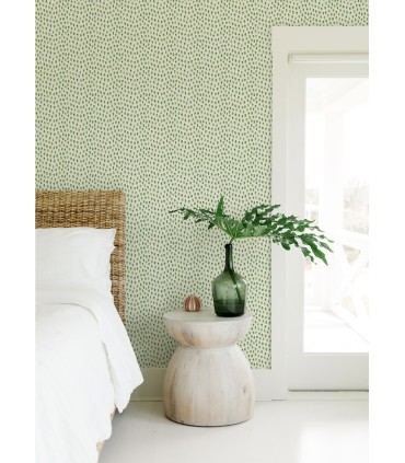 4071-71062 - Sand Drips Green Painted Dots Wallpaper-Blue Heron